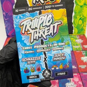 TRIPLE THREAT 2G DUAL DISPOSABLE by TRIO W/GUMMIES + PREROLL