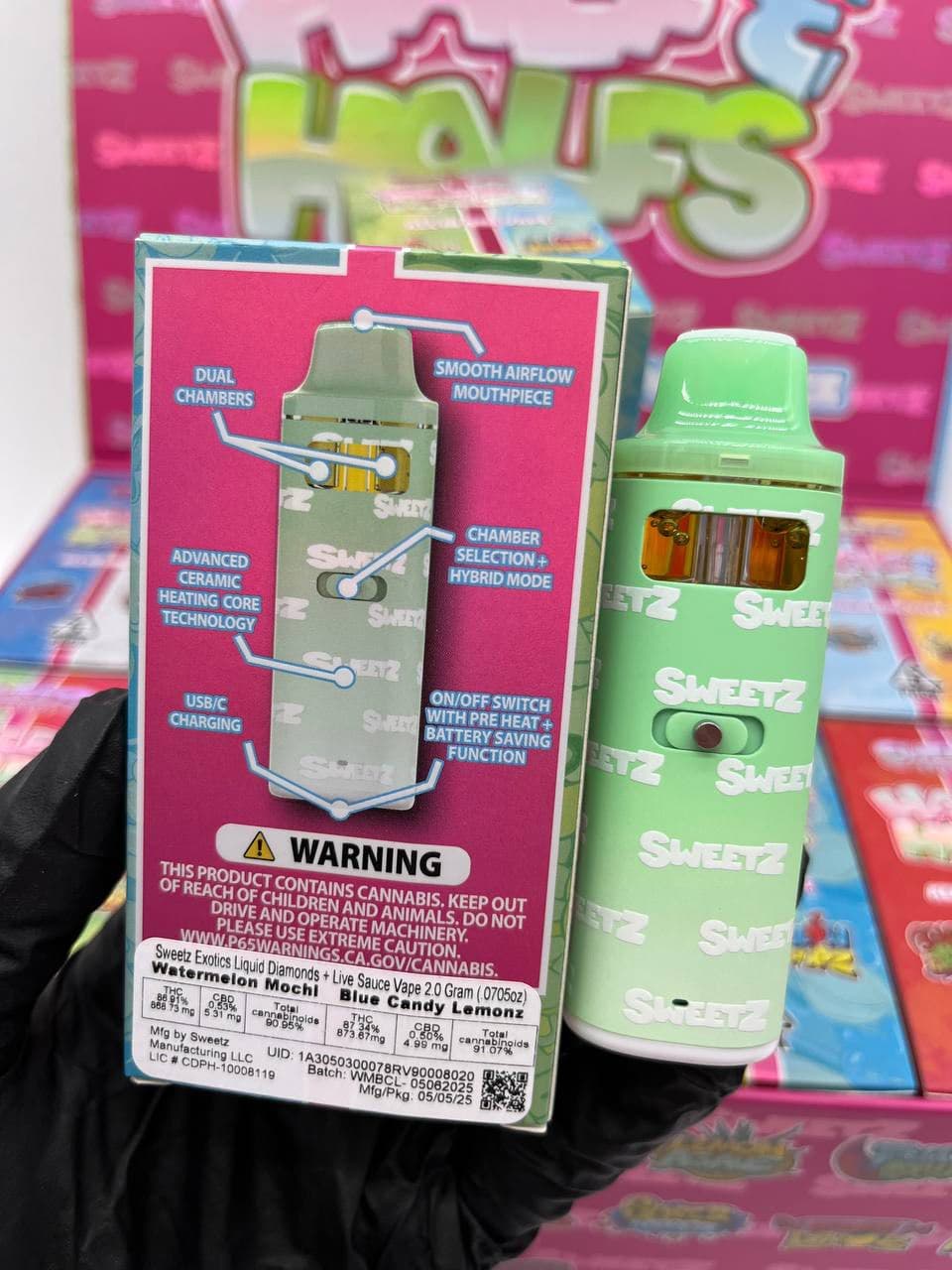 Sweetz Exotics 2g dual chamber liquid diamonds + live sauce disposable
