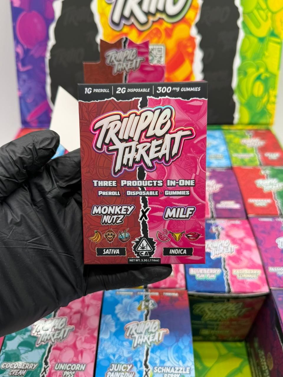 Triio Triiiple Threat Disposable 2G + 1G Pre-Roll + 300 MG gummies - Image 5